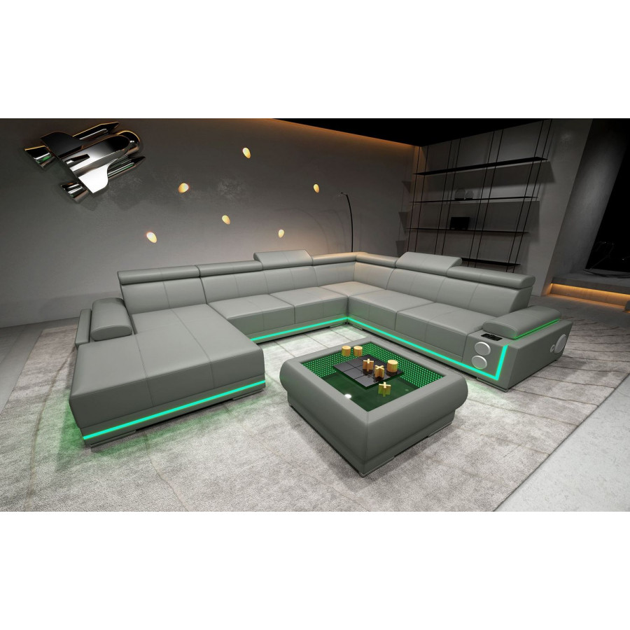 Jubilee Wilder Modern Left Hand Facing Sectional - Gray, Bonded Leather