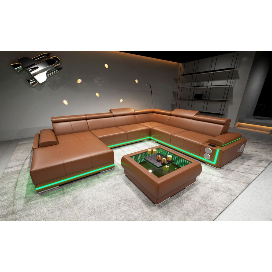 Jubilee Wilder Modern Left Hand Facing Sectional - Brown, Bonded Leather