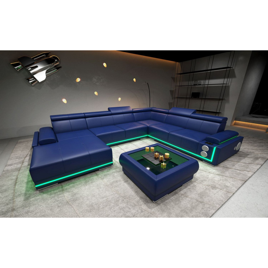 Jubilee Wilder Modern Left Hand Facing Sectional - Blue, Bonded Leather