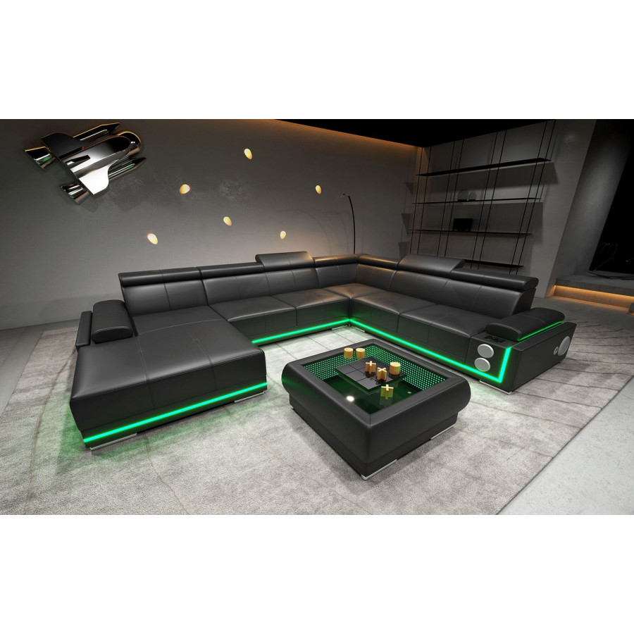 Jubilee Wilder Modern Left Hand Facing Sectional - Black, Bonded Leather