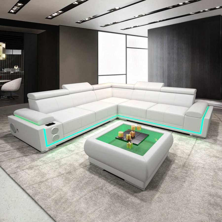 Jubilee Wilder Modern Corner Sectional - White, Bonded Leather