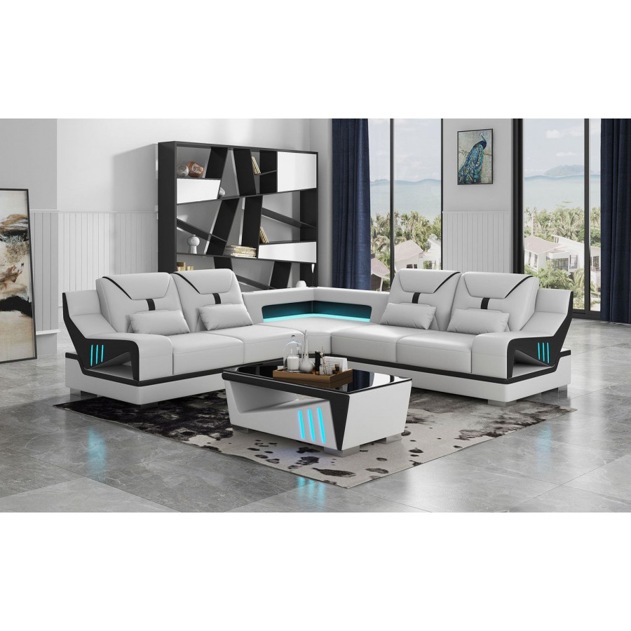 Jubilee Odyssey Modern Corner Sectional - White, Bonded Leather