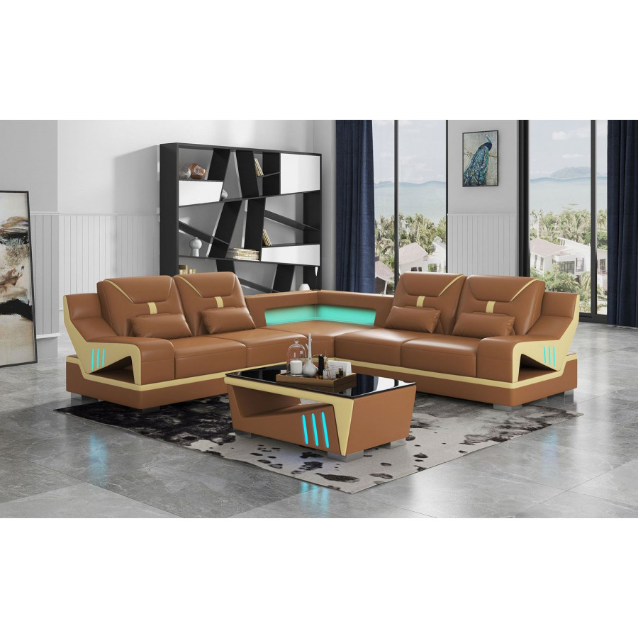 Jubilee Odyssey Modern Corner Sectional - Brown, Bonded Leather