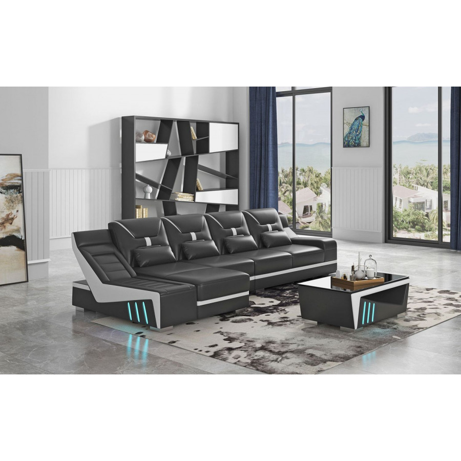 Jubilee Odyssey Modern Small Left Hand Facing Sectional - Black, Bonded Leather