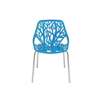 LeisureMod Asbury Modern Forest Design Dining Side Chair - Blue