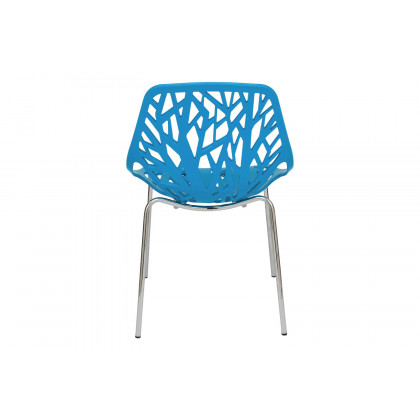 LeisureMod Asbury Modern Forest Design Dining Side Chair - Blue