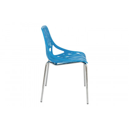 LeisureMod Asbury Modern Forest Design Dining Side Chair - Blue