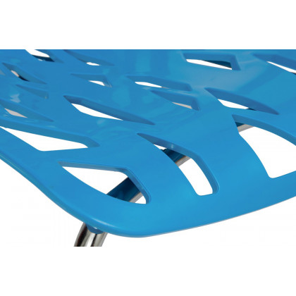 LeisureMod Asbury Modern Forest Design Dining Side Chair - Blue