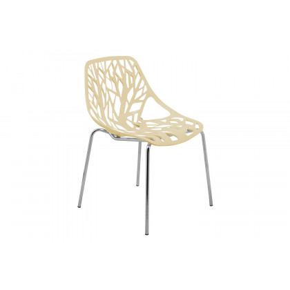 LeisureMod Asbury Modern Forest Design Dining Side Chair - Cream
