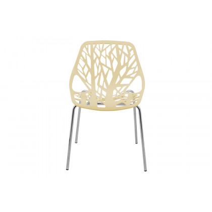 LeisureMod Asbury Modern Forest Design Dining Side Chair - Cream