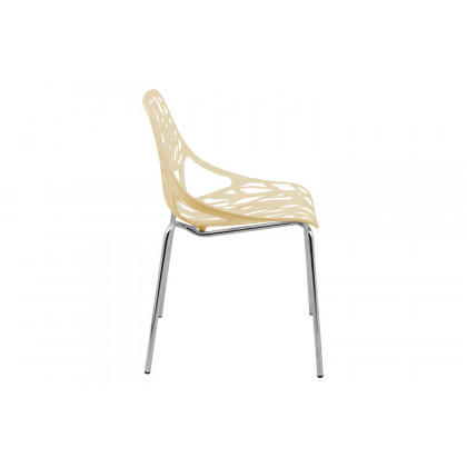 LeisureMod Asbury Modern Forest Design Dining Side Chair - Cream