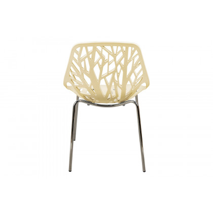 LeisureMod Asbury Modern Forest Design Dining Side Chair - Cream