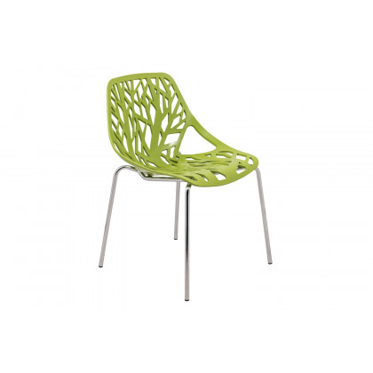 LeisureMod Asbury Modern Forest Design Dining Side Chair - Green