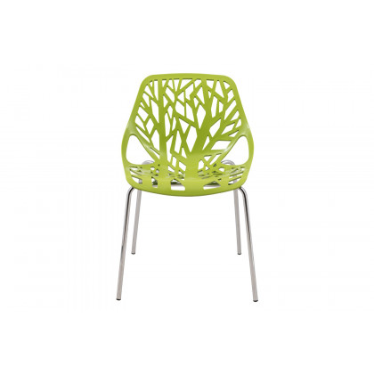 LeisureMod Asbury Modern Forest Design Dining Side Chair - Green
