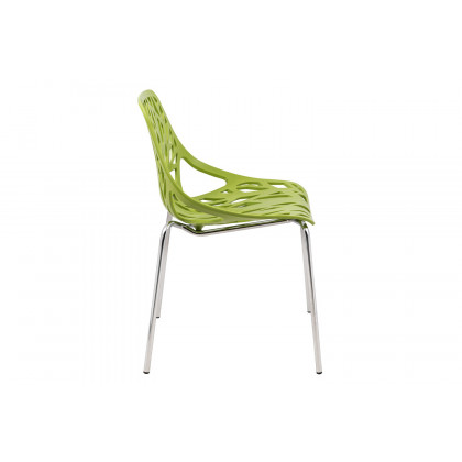 LeisureMod Asbury Modern Forest Design Dining Side Chair - Green