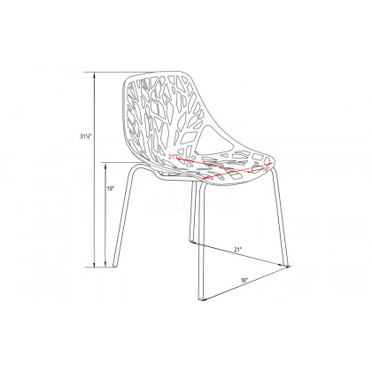 LeisureMod Asbury Modern Forest Design Dining Side Chair - Green