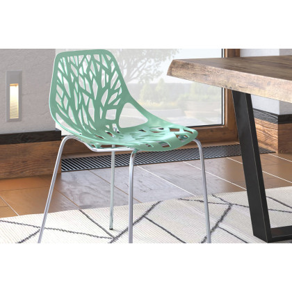LeisureMod Asbury Modern Forest Design Dining Side Chair - Mint