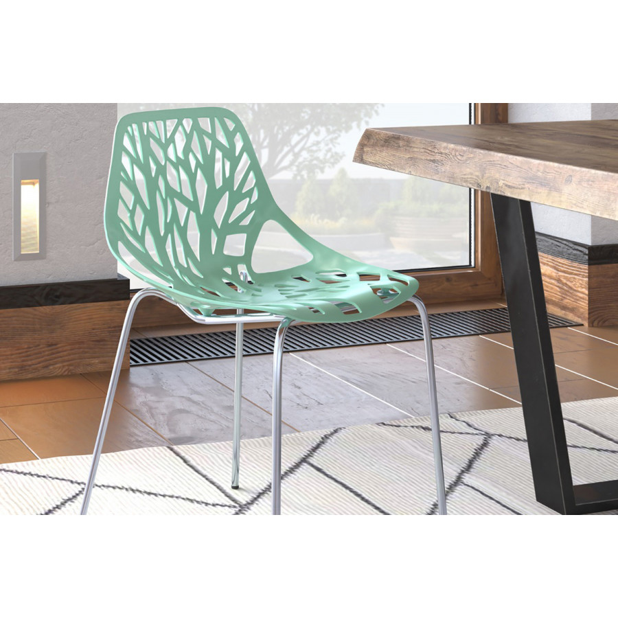 LeisureMod Asbury Modern Forest Design Dining Side Chair - Mint