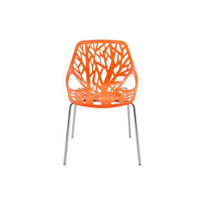 LeisureMod Asbury Modern Forest Design Dining Side Chair - Orange