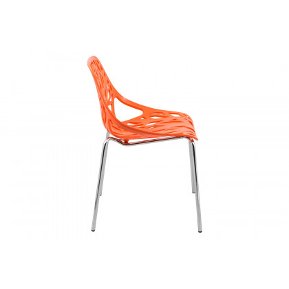 LeisureMod Asbury Modern Forest Design Dining Side Chair - Orange