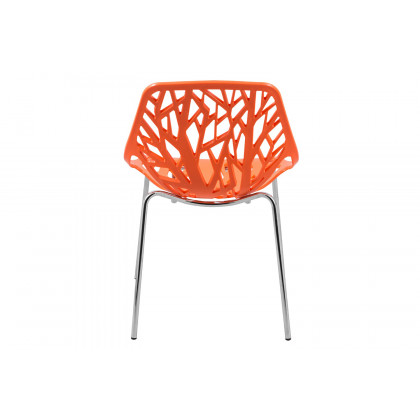 LeisureMod Asbury Modern Forest Design Dining Side Chair - Orange