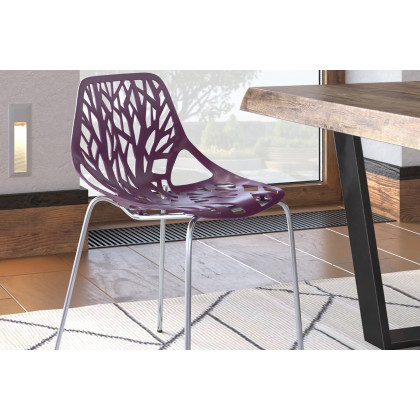 LeisureMod Asbury Modern Forest Design Dining Side Chair - Purple