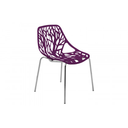 LeisureMod Asbury Modern Forest Design Dining Side Chair - Purple