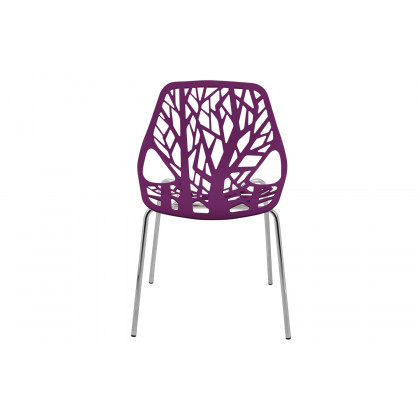 LeisureMod Asbury Modern Forest Design Dining Side Chair - Purple