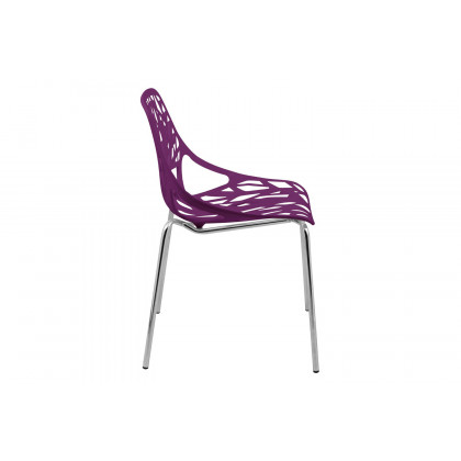LeisureMod Asbury Modern Forest Design Dining Side Chair - Purple