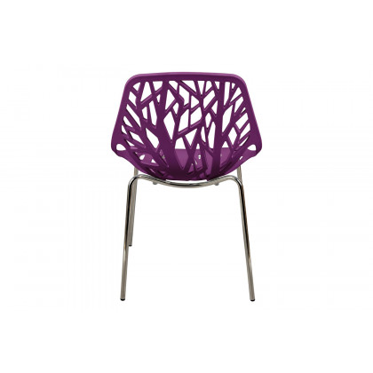LeisureMod Asbury Modern Forest Design Dining Side Chair - Purple