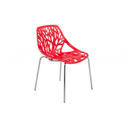 LeisureMod Asbury Modern Forest Design Dining Side Chair - Red