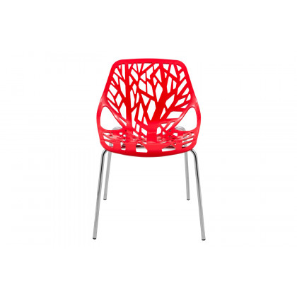 LeisureMod Asbury Modern Forest Design Dining Side Chair - Red