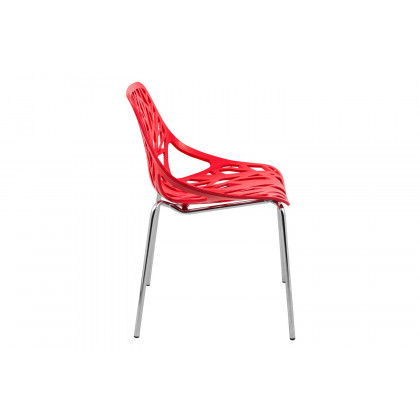 LeisureMod Asbury Modern Forest Design Dining Side Chair - Red