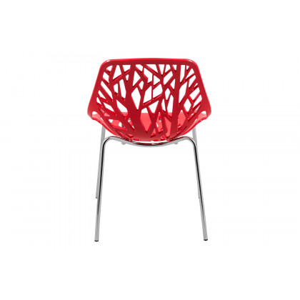 LeisureMod Asbury Modern Forest Design Dining Side Chair - Red