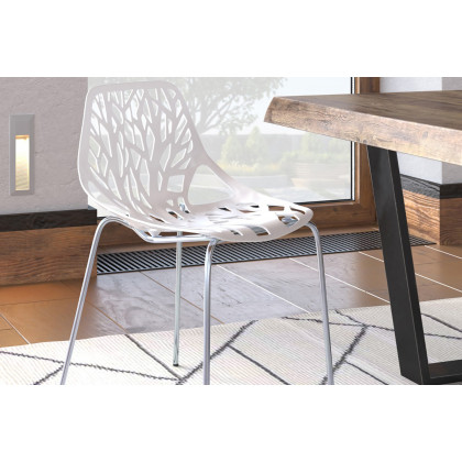 LeisureMod Asbury Modern Forest Design Dining Side Chair - White