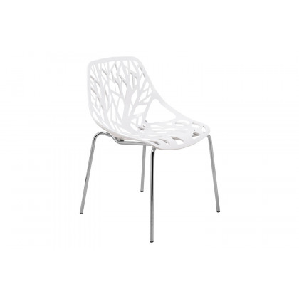 LeisureMod Asbury Modern Forest Design Dining Side Chair - White