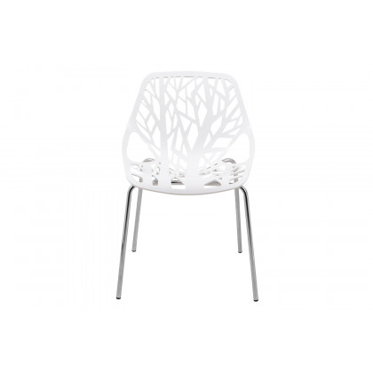 LeisureMod Asbury Modern Forest Design Dining Side Chair - White