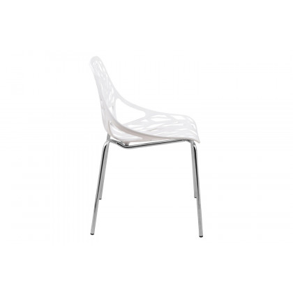 LeisureMod Asbury Modern Forest Design Dining Side Chair - White