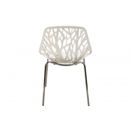 LeisureMod Asbury Modern Forest Design Dining Side Chair - White