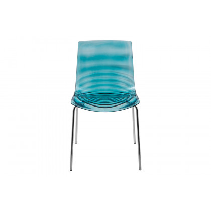 LeisureMod Astor Modern Water Drop Design Dining Side Chair - Transparent/Blue