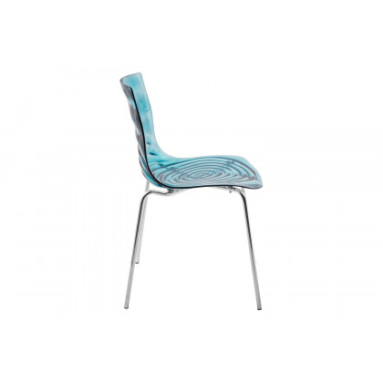 LeisureMod Astor Modern Water Drop Design Dining Side Chair - Transparent/Blue