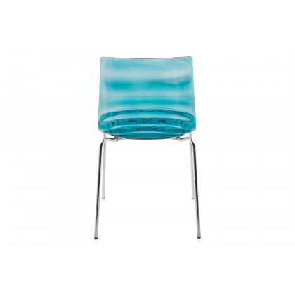 LeisureMod Astor Modern Water Drop Design Dining Side Chair - Transparent/Blue