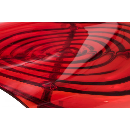 LeisureMod Astor Modern Water Drop Design Dining Side Chair - Transparent/Red