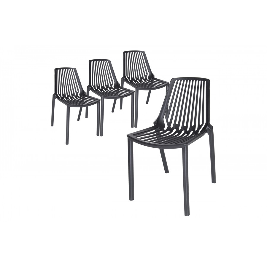 LeisureMod Acken Mid-Century Modern Plastic Dining Chair (Set Of 4) - Black