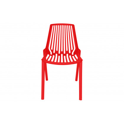 LeisureMod Acken Mid-Century Modern Plastic Dining Chair (Set Of 4) - Red