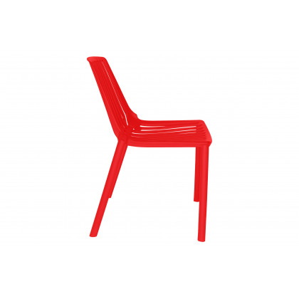 LeisureMod Acken Mid-Century Modern Plastic Dining Chair (Set Of 4) - Red