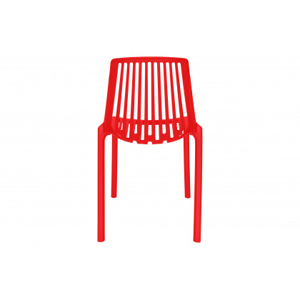 LeisureMod Acken Mid-Century Modern Plastic Dining Chair (Set Of 4) - Red