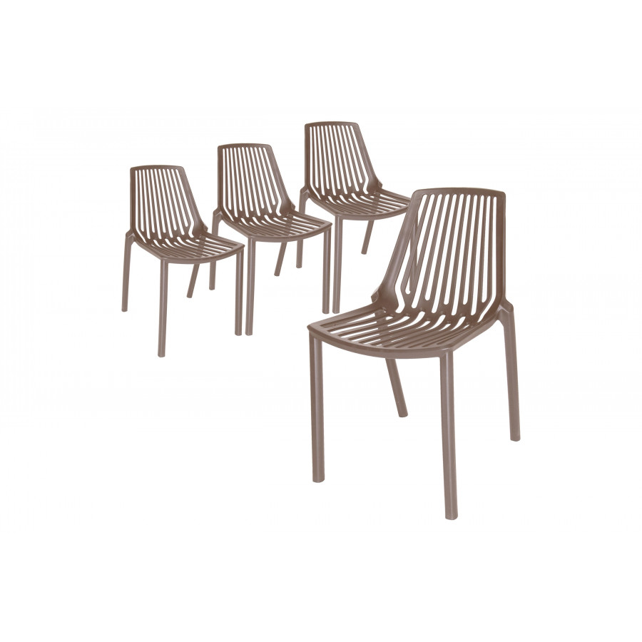 LeisureMod Acken Mid-Century Modern Plastic Dining Chair (Set Of 4) - Taupe