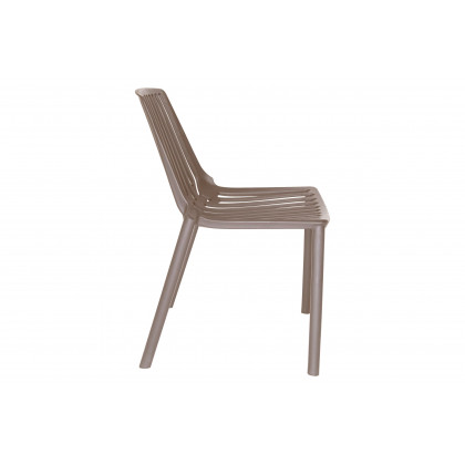 LeisureMod Acken Mid-Century Modern Plastic Dining Chair (Set Of 4) - Taupe