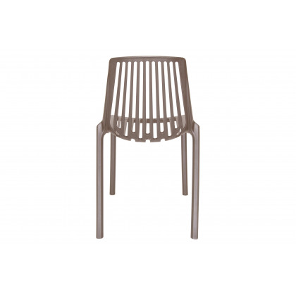 LeisureMod Acken Mid-Century Modern Plastic Dining Chair (Set Of 4) - Taupe